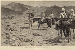 Opprøret i Soudan, en kavaleri-rekognosering til slagmarken der åtte hundre svarte tropper ble drept av opprørerne 4. desember 1883